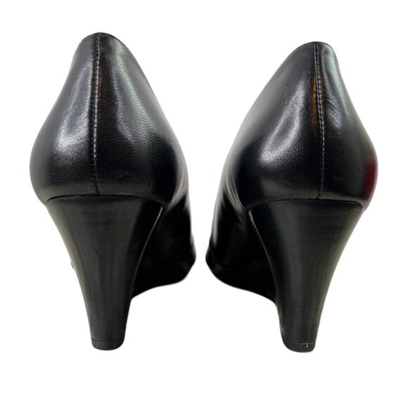 FRANCO SARTO Frankie Wedge Pump in Black Leather Women’s Sz. 7W Pointed Toe Heel - Picture 9 of 13